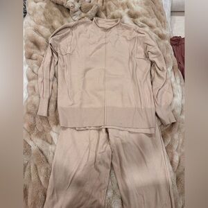 Cozy Beige Knit Sweater and Pants Set